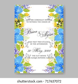 Anemone, peony wedding invitation vector template