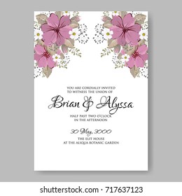 Anemone, peony wedding invitation vector template