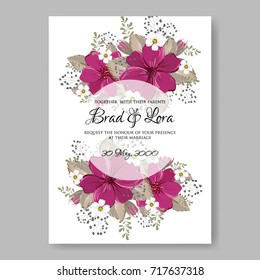 Plantilla vectorial de invitación a boda peony