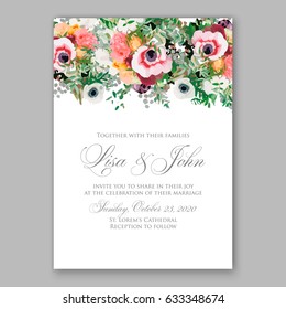 Anemone wedding invitation