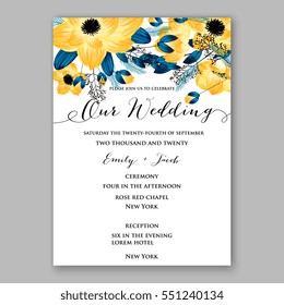 Anemone Wedding Invitation Card Template Floral Bridal Wreath Bouquet with wight flowers, mistletoe, eucalyptus branches, wild privet berry, currant berry vector  illustration in vintage watercolor 