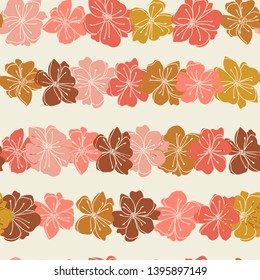 Anemone or windflower poppies flowers background. Floral vector seamless pattern with hand drawn elements in pastel colores.