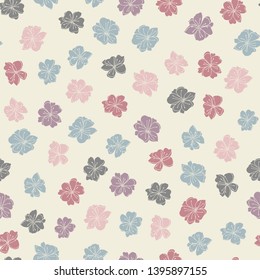 Anemone or windflower poppies flowers background. Floral vector seamless pattern with hand drawn elements in pastel colores.