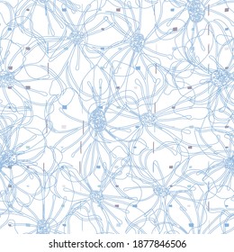 Anemone or windflower poppies flowers vector seamless pattern. Floral background with hand drawn roses on geometric backdrop.
