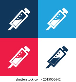 Anesthesia Dentist Injection Diagonal Symbol blue and red four color minimal icon set