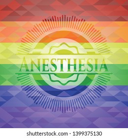 Anesthesia emblem on mosaic background with the colors of the LGBT flag