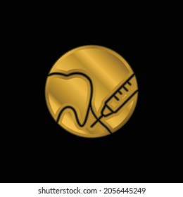 Anesthesia gold plated metalic icon or logo vector