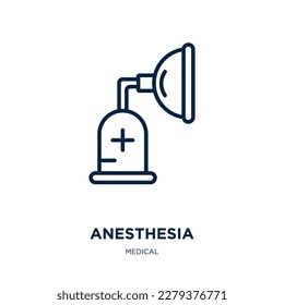 icono de anestesia de la colección médica. Anestesia lineal delgada, salud, ícono del contorno de la medicina aislado en el fondo blanco. Signo de anestesia vectorial de línea, símbolo para web y móvil