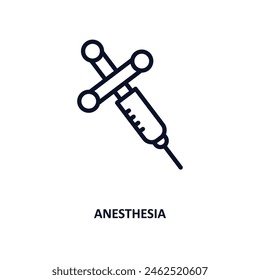 icono de anestesia. Ícono de anestesia de línea fina de colección médica. Vector de contorno aislado sobre fondo blanco. Símbolo de anestesia editable se puede utilizar en Web y móvil