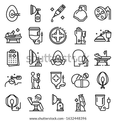 Anesthesia icons set. Outline set of anesthesia vector icons for web design isolated on white background