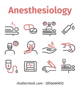 Anesthesia line icons. Anaesthetic Department. Health center. Vector sign for web graphics.