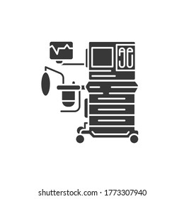 Anesthesia machine glyph black icon. Equipment for medical surgery concept. Sign for web page, mobile app. Vector isolated element.