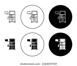 icono de la máquina anestesia conjunto con un estilo relleno y delineado en negro. adecuado para diseños de interfaz de usuario