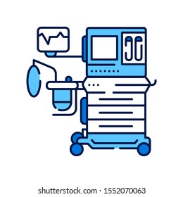 Anesthesia machine line color icon. Equipment for medical surgery concept. Sign for web page, mobile app. Vector isolated element. Editable stroke.