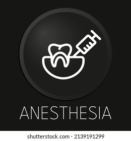 Anestesia icono de línea vectorial mínima en botón 3D aislado en fondo negro. Vector Premium.