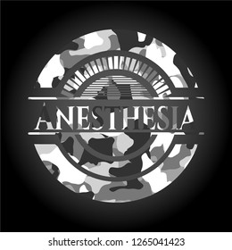Anesthesia on grey camouflage texture