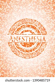 Anesthesia orange tile background illustration. Square geometric mosaic seamless pattern with emblem inside.