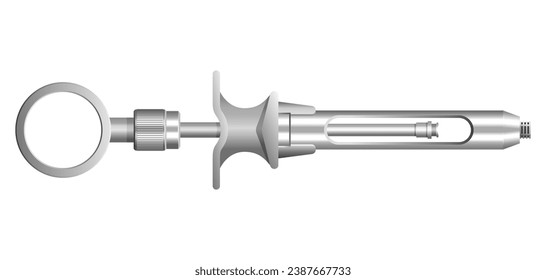 Jeringa de anestesia para dentista - equipo estomatológico para la inyección de analgésicos. Ilustración vectorial realista