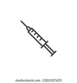 Icono de la línea de la jeringa de anestesia. signo de estilo lineal para concepto móvil y diseño web. Icono del vector del esquema de inyección de vacunas. Símbolo, ilustración del logotipo. Gráficos vectoriales