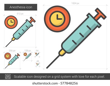 Anästhesie, Vektorsymbol einzeln auf weißem Hintergrund. Anästhesie Line Symbol für Infografik, Website oder App. Skalierbares Symbol, das auf einem Gittersystem entworfen wurde.