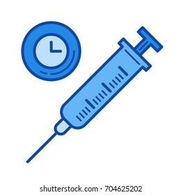 Icono de línea vectorial de anestesia aislado en fondo blanco. Icono de línea de anestesia para infografía, sitio web o aplicación. Icono azul diseñado en un sistema de cuadrícula.