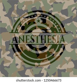 Anesthesia written on a camo texture