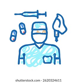 anesthesiologist anesthesia tool and drug doodle icon sketch vector. anesthesiologist anesthesia tool and drug sign. isolated symbol illustration