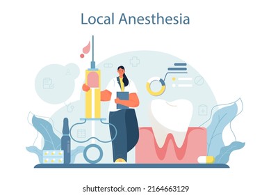 Anesthesiologist. Doctor wearing medical mask and uniform performing local, inhalation and epidural anesthesia. Modern medicine treatment, surgery operation preparation. Flat vector illustration.