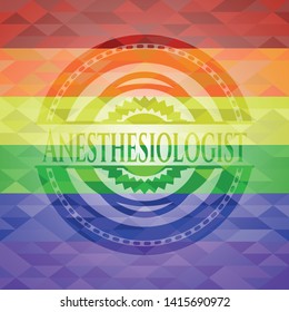 Anesthesiologist on mosaic background with the colors of the LGBT flag