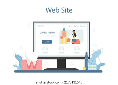 Anesthesiologist online service or platform. Doctor performing local inhalation and epidural anesthesia. Surgery operation preparation. Website. Flat vector illustration.