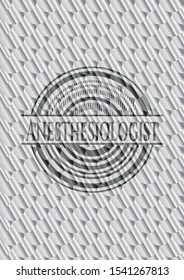 Anesthesiologist silver shiny emblem. Scales pattern. Vector Illustration. Detailed.