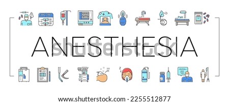 Anesthesiologist Tool Collection Icons Set Vector. Syringe Pump, Anesthesia Machine And Heart Rate Monitor Anesthesiologist Equipment Concept Linear Pictograms. Contour Color Illustrations