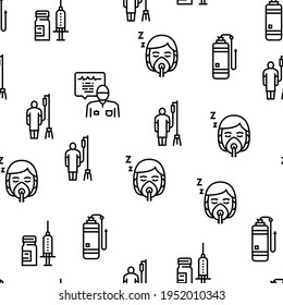 Anesthesiologist Tool Vector Seamless Pattern Thin Line Illustration