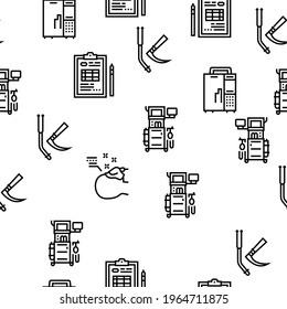 Anesthesiologist Tool Vector Seamless Pattern Thin Line Illustration