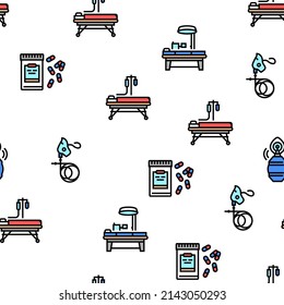 Anesthesiologist Tool Vector Seamless Pattern Thin Line Illustration