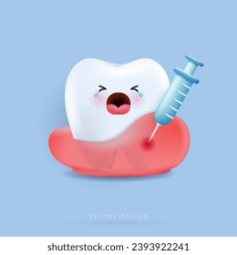 Anesthetic injection in the gum for the treatment of the tooth. dental care suitable children dentistry for medical apps, websites and hospital. medical vector illustration. vector design