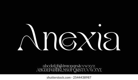 Anexia, Elegant Font Uppercase Lowercase Number And Ampersand. Classic Lettering Minimal Fashion Designs. Typography modern serif fonts regular decorative vintage concept. vector illustration
