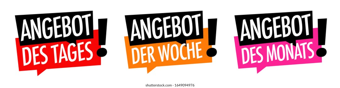 des Tages, der Woche, des Monats. Angebot des Tages, der Woche, des Monats in deutscher Sprache