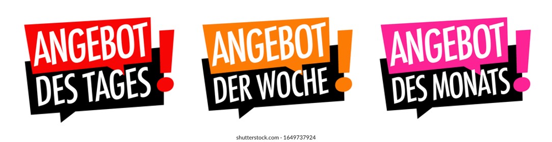 des Tages, der Woche, des Monats. Angebot des Tages, der Woche, des Monats in deutscher Sprache