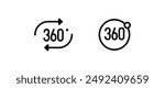 Angel 360 degree icon Geometry math. Full rotatio. arrow to indicate the rotation or panorama to 360 degrees. line and flat icons set, editable stroke isolated on white, linear vector outline