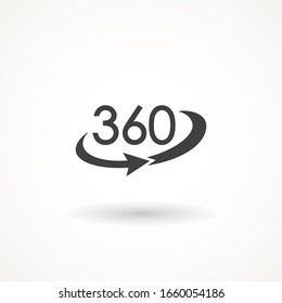 Angel 360 degree icon Geometry math symbol. Full rotatio isolated on white background. Simple logo vector illustration Sign with arrow to indicate the rotation or panorama to 360 degrees.