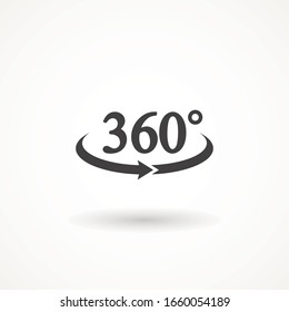 Angel 360 degree icon Geometry math symbol. Full rotatio isolated on white background. Simple logo vector illustration Sign with arrow to indicate the rotation or panorama to 360 degrees.