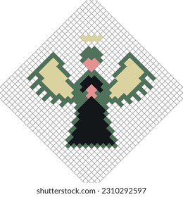 Angel. 8 bit pixel art. Isolated vector illustration.