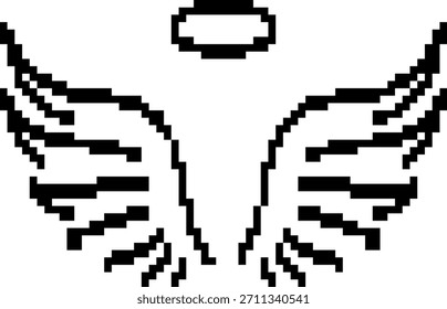Ángel icono de píxel de 8 bits. Ilustración vectorial.