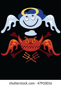 Angel above funny evil vector cartoon