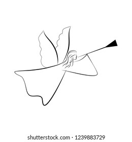 Angel abstract silhouette. Biblical personage. Religion symbol christmas season, holiday easter and love. Monochrome template for printed, banner, greeting card. Design element. Vector illustration