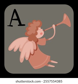angel alphabet letter a vector illustration