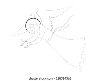 Angel or Archangel. Simple christian religious graphic design element drawing, vector.