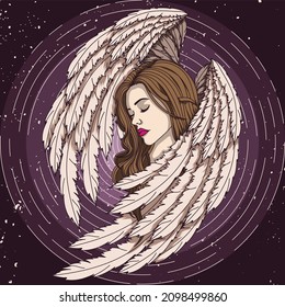 Angel background with wings. vector background