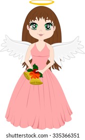 Angel with bell and wreath.